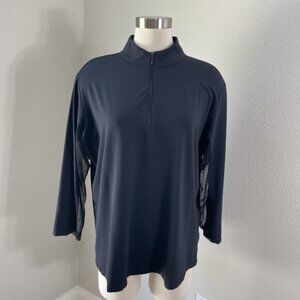 IBKUL Pullover Shirt Womens XXL Black Quarter Zip Golf Top UPF 50+ Quick Dry